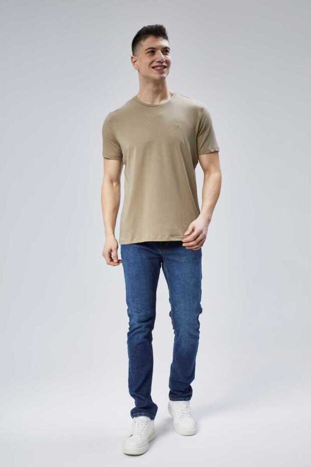 Sport O-Neck Basic T-Shirt 94% Cotton 4% Lycra Short Sleeve Men's Tshirt