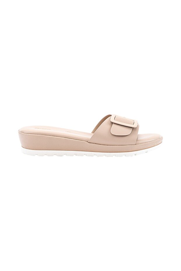 Solid Slip-On Wedge Sandals - 1