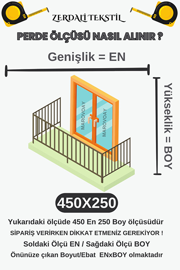 Lüks 1.Sınıf 1.Kalite Sarı-Gri EnxBoy Bağcıklı Balkon Perdesi - 4