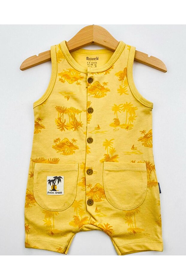 بذلة أطفال بأزرار كاملة منقوشة على شكل نخلة - 2