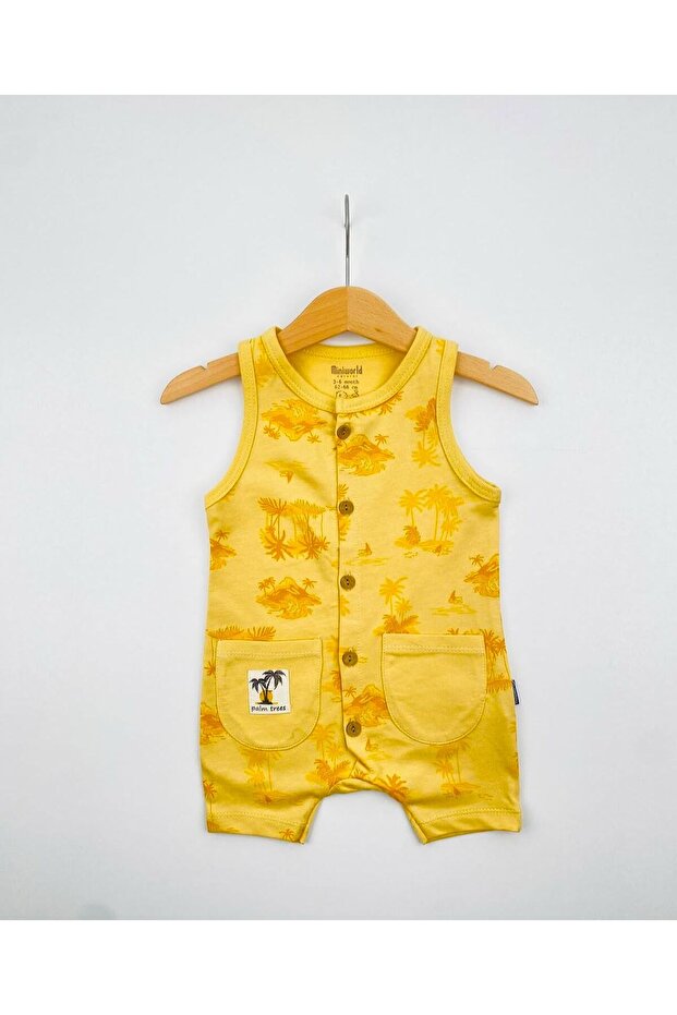 بذلة أطفال بأزرار كاملة منقوشة على شكل نخلة - 1