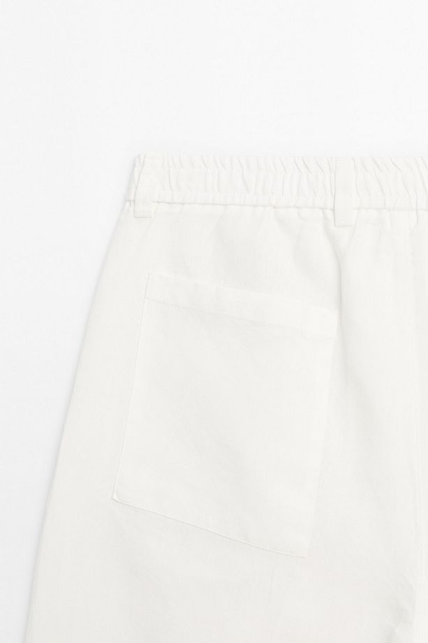 Hafif %100 keten bermuda şort - 7