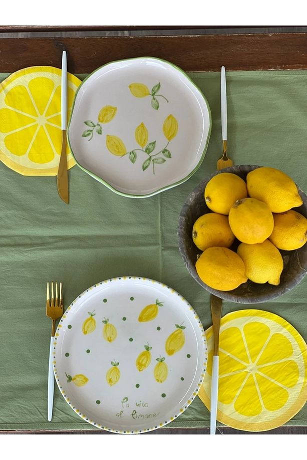2 Adet El Yapımı Limon1 Temalı Sunum Tabağı - 2