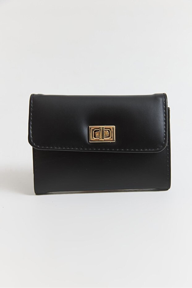 Soft Textured Multi-Eye Closure Wallet Black