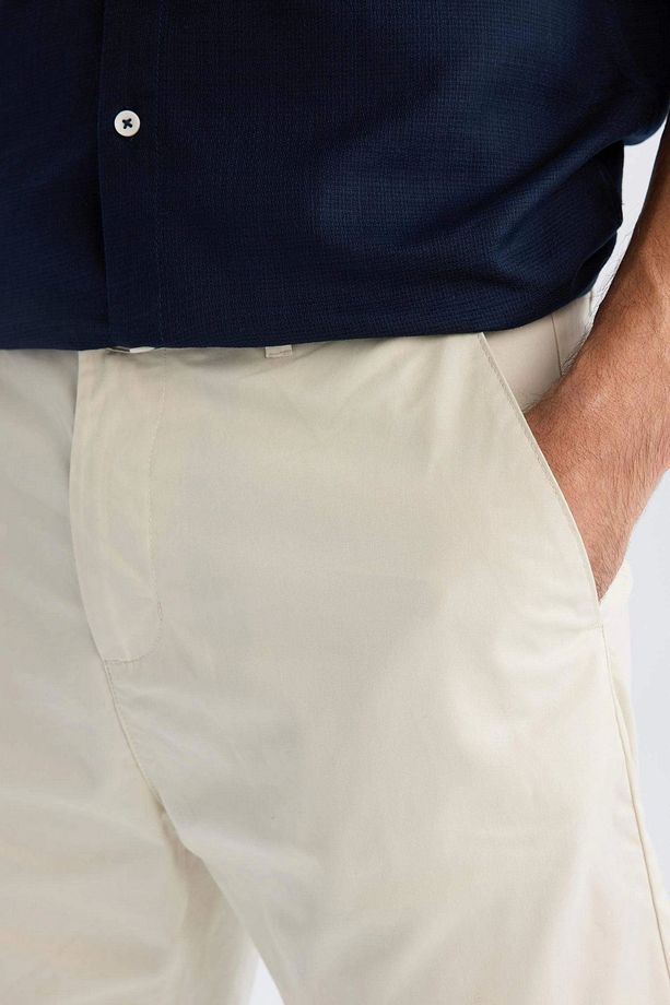 C7684 Ekru %100 Pamuk Regular Fit Gabardin Bermuda Şort - 6