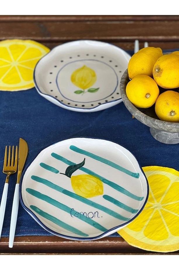 2 Adet El Yapımı Limon2 Temalı Sunum Tabağı - 4