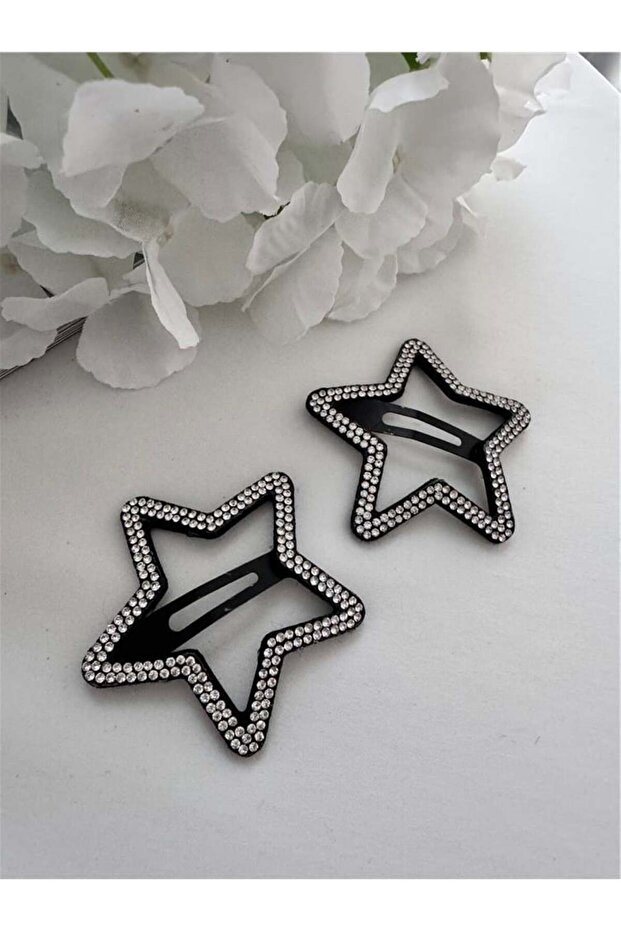 Set of 2 Star Buckles with White Crystal Stones