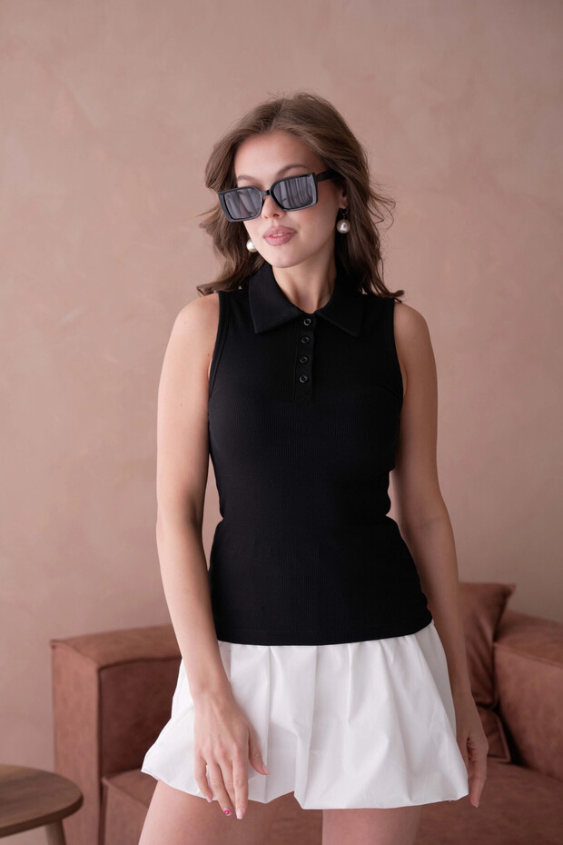 Polo Yaka Kolsuz Basic T-Shirt - 2