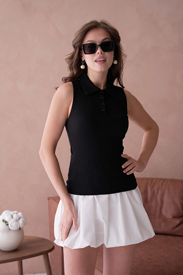 Polo Yaka Kolsuz Basic T-Shirt - 6