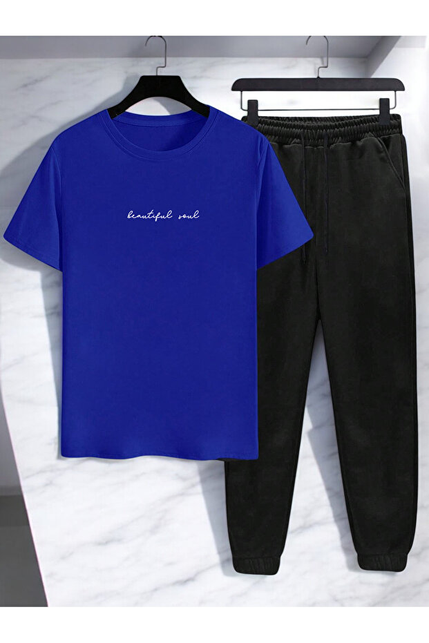 Unisex Beatiful Soul Design Printed Tshirt Tracksuit Set