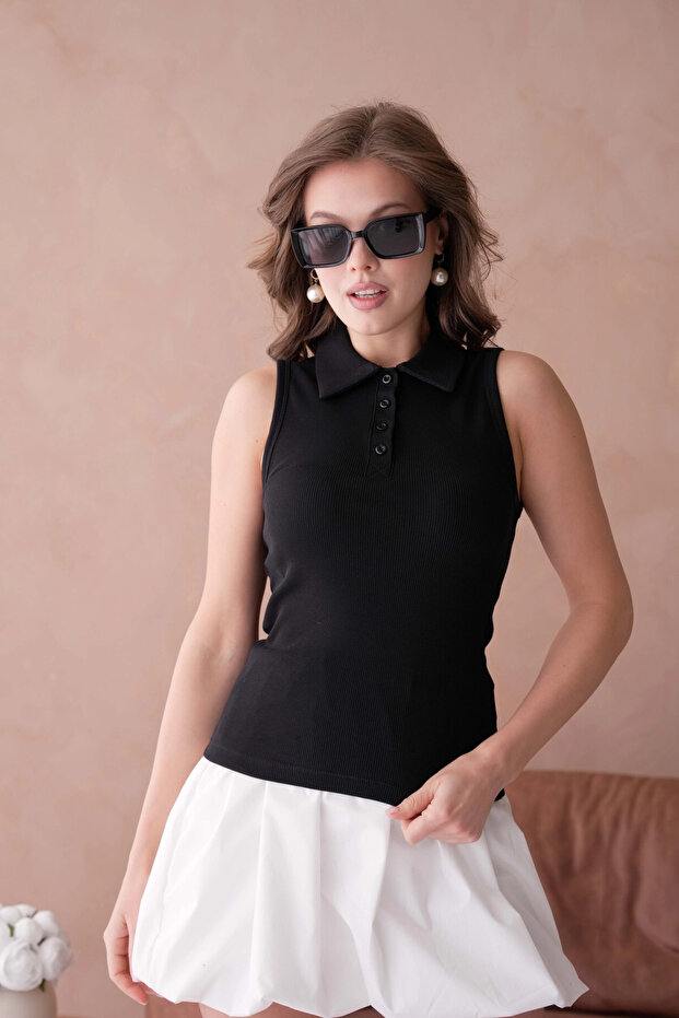 Polo Yaka Kolsuz Basic T-Shirt - 4