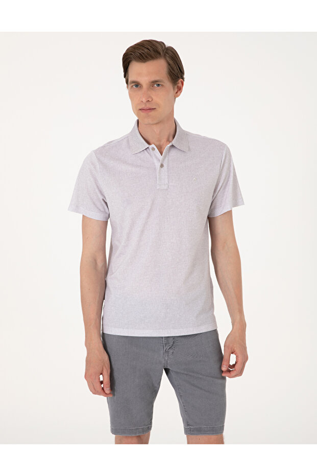 Stone Slim Fit Buttoned Polo Collar T-Shirt 50306059-Vr049