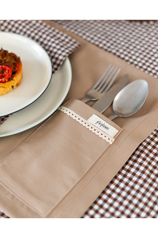 Sienna Linen Pocket Detailed American Service/Supla 2Pcs