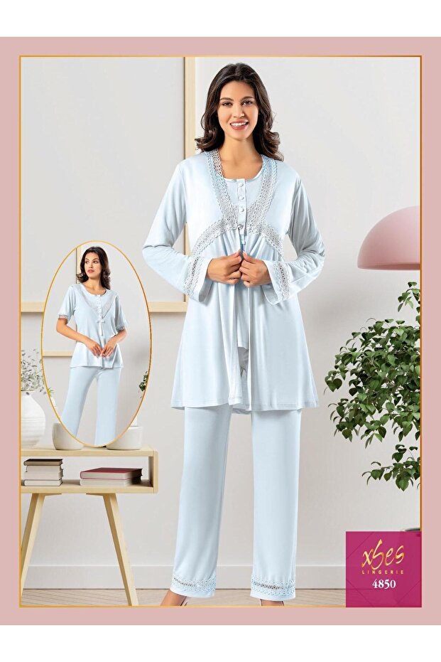 3-Piece Maternity Pajama Set with Morning Lace 4850 V25007