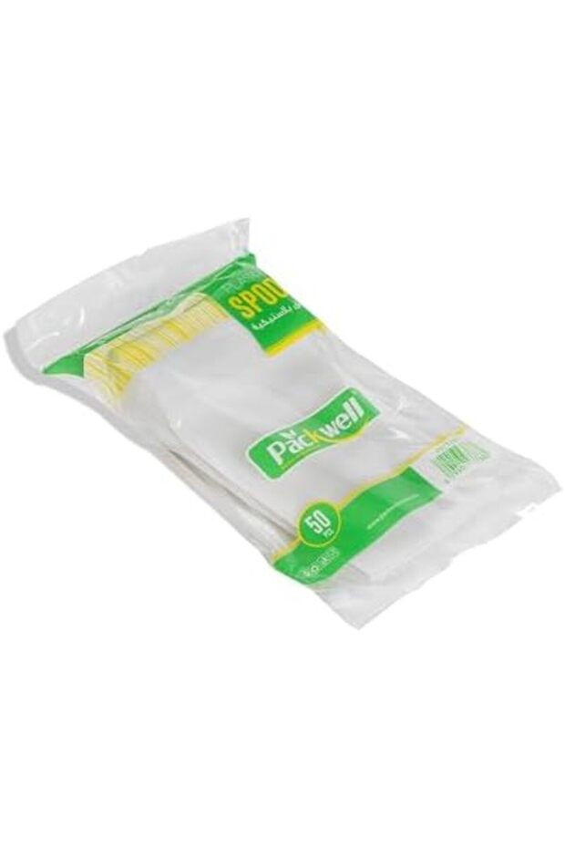 ملعقة بلاستيكية، 50 قطعة، أبيض - 8