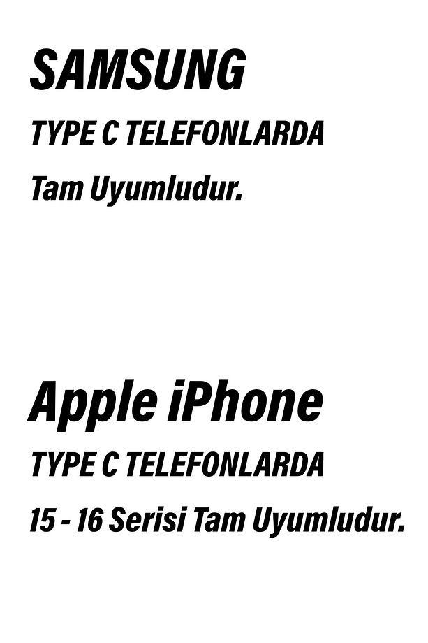 Samsung A33 A34 A35 A53 A54 A55 Type-C den Type-C ye 1 metre Uzun Şarj Kablosu 60W - 3