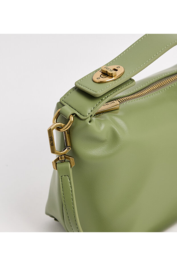 حقيبة يد خضراء صلبة - 5