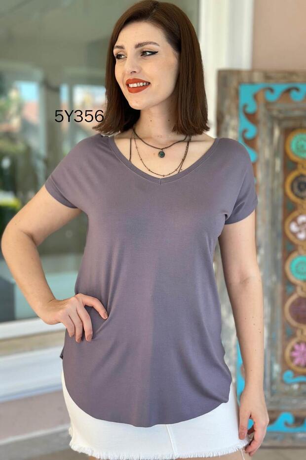تيشيرت حريري فيسكوز لإخفاء البطن 5y356