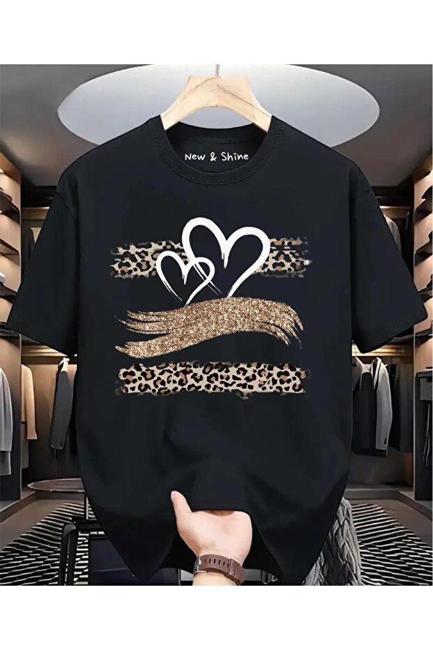 Hearts Printed Oversize T-Shirt