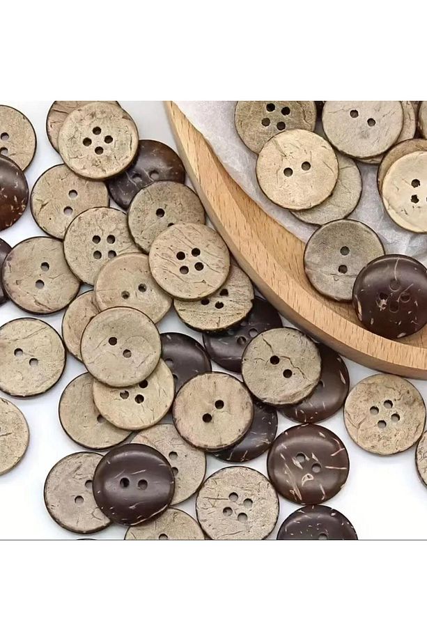 Ahşap Coconat Düğme 22 Mm (50 Adet) - 3