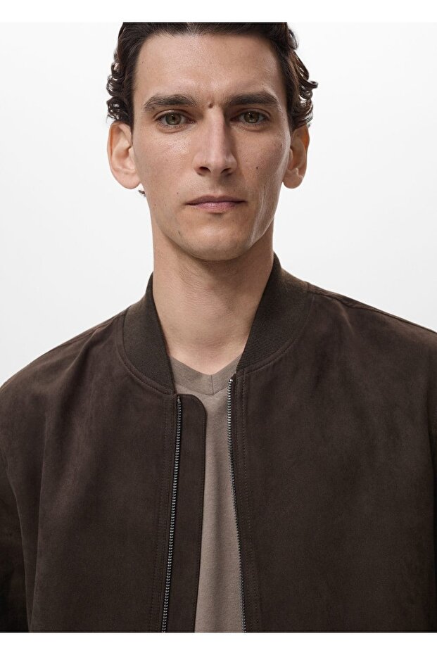 Süet görünümlü bomber ceket - 6