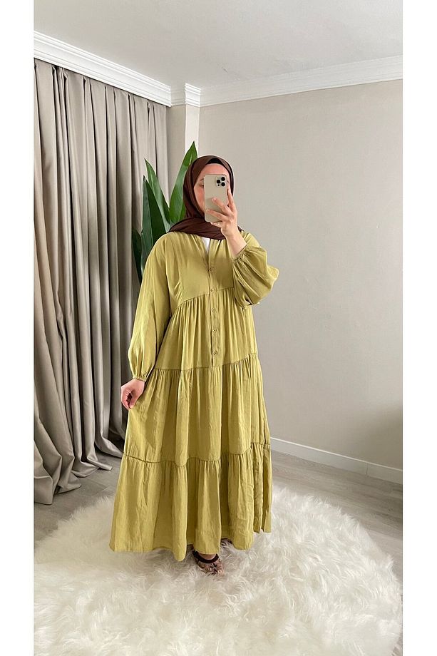 Yasemin Çiçekli - Modal Kumaş - Desenli Uzun Yazlık Elbise - 2
