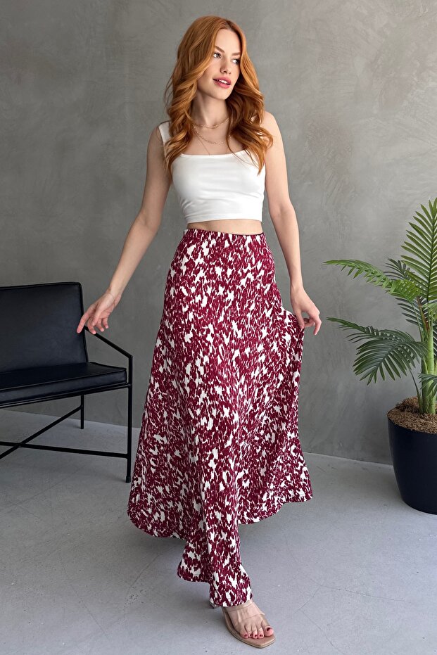 FUSTA LUNGĂ CU MODEL ROȘU-ALB - 2
