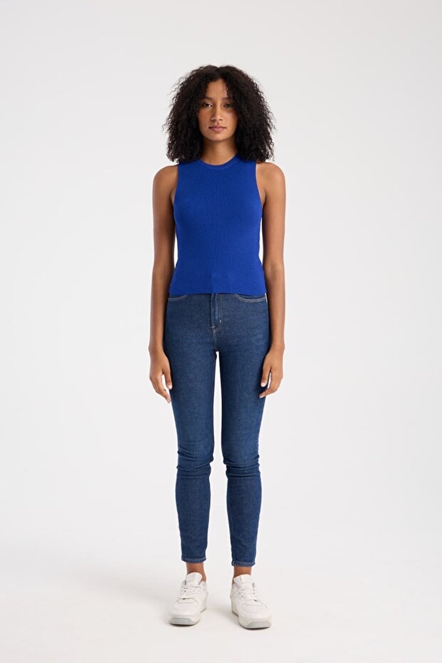 Basic Kolsuz Crop Kadın Triko - 5