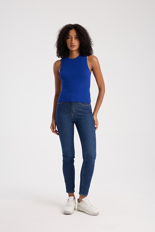 Basic Kolsuz Crop Kadın Triko - 4