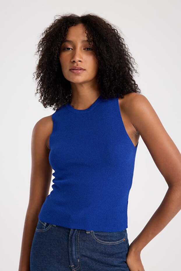 Basic Kolsuz Crop Kadın Triko - 1