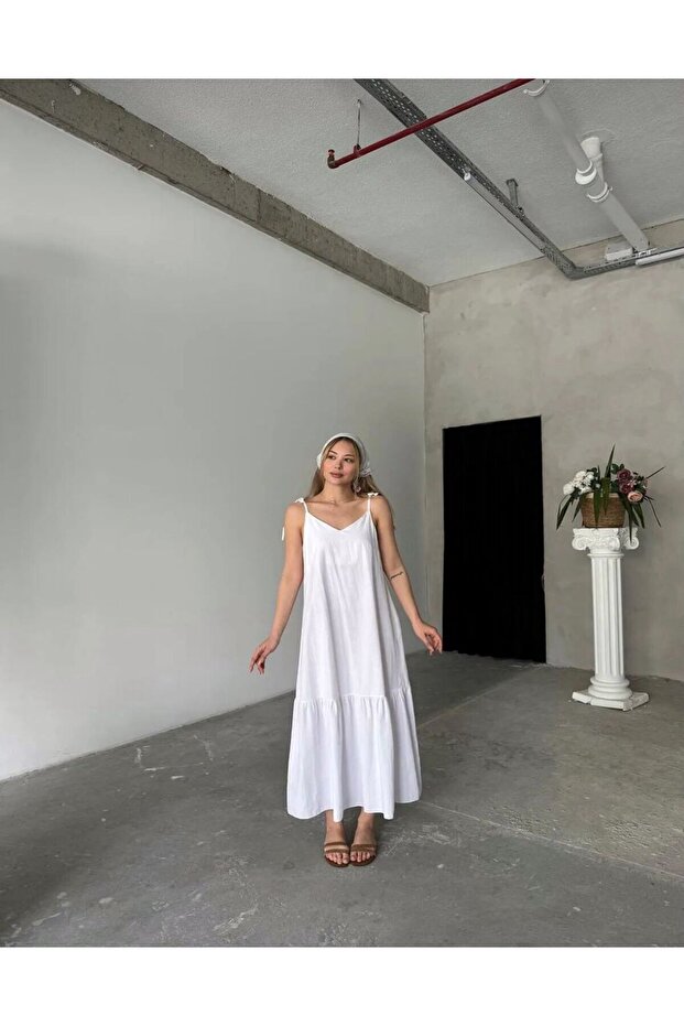 Poplin Fabric Adjustable Strap Dress