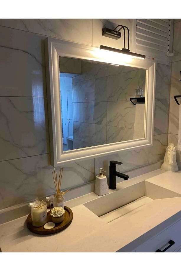 Siyah Kasa Gün Işığı Banyo Duvar Ayna Tablo Aydınlatması Flüt Aplik Kuğu Aplik Ledli Aplik 6W - 1