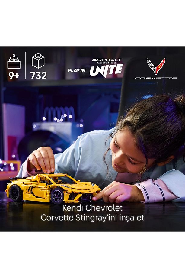 ® Technic Chevrolet Corvette Stingray 42205 - 9+ Oyuncak Model Yapım Seti (732 Parça) - 6