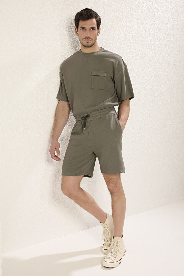 Haki Regular/Normal Kesim Dokulu Şort & Bermuda TMNSS25SR00014 - 2