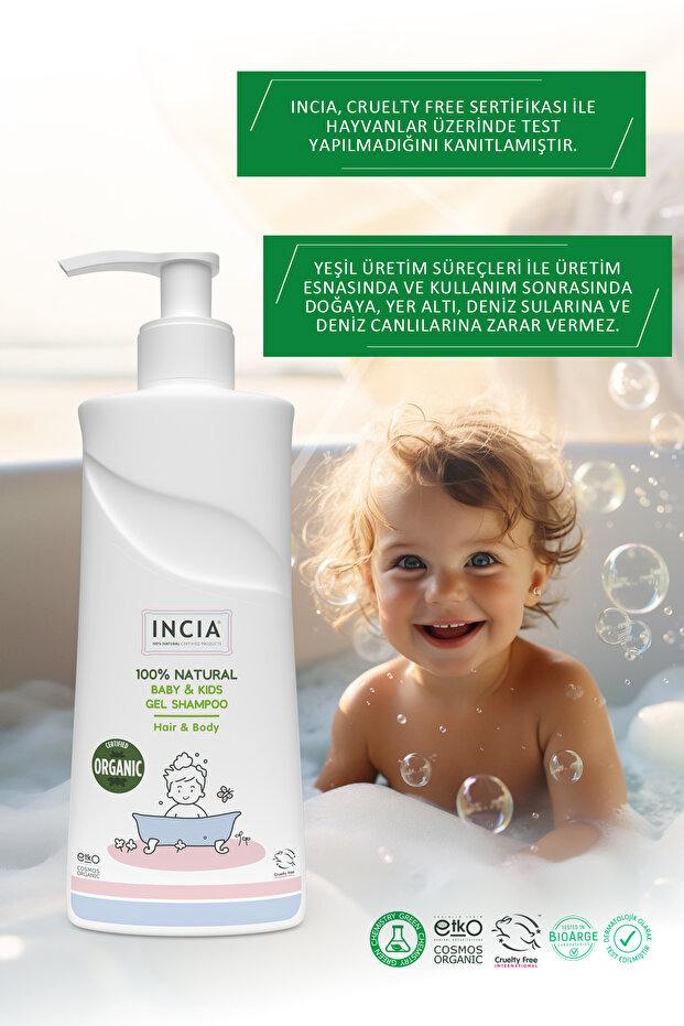 %100 Doğal Organik Sertifikalı Bebek ve Çocuk Jel Şampuanı Saç Vücut Lavanta Konak Önleyici 350 ml - 6
