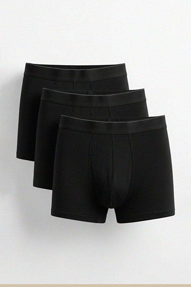Siyah 3'lü Paket Düz Boxer TMNAW20BX0063 - 3
