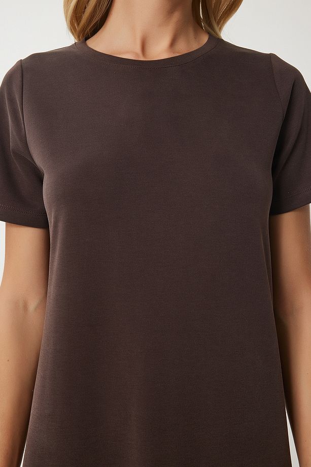 Kadın Kahverengi Basic Yazlık Modal Elbise SJ00002 - 6