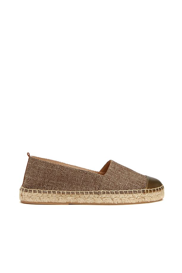 Bej Rengi, Yuvarlak Burun, Kauçuk Tabanlı Espadril - 2