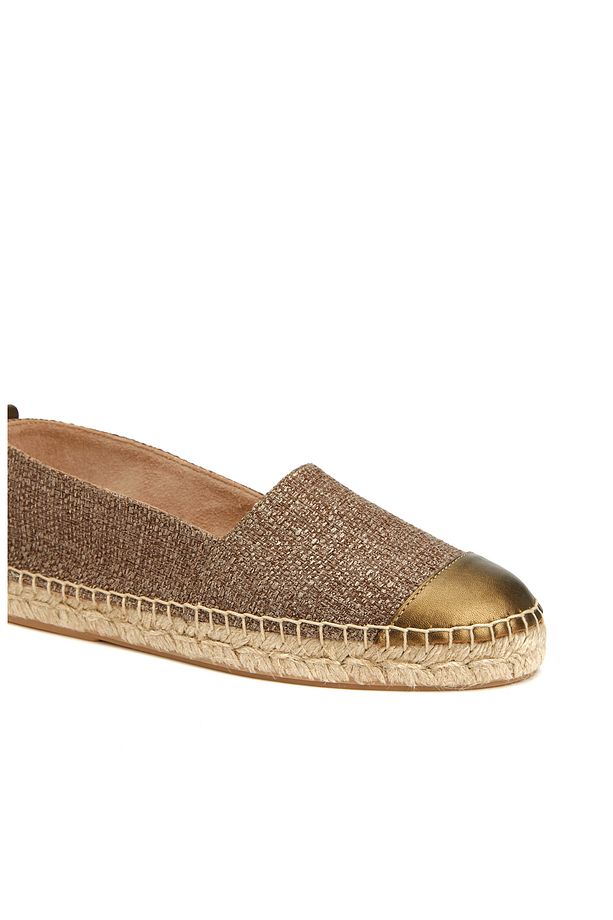 Bej Rengi, Yuvarlak Burun, Kauçuk Tabanlı Espadril - 6