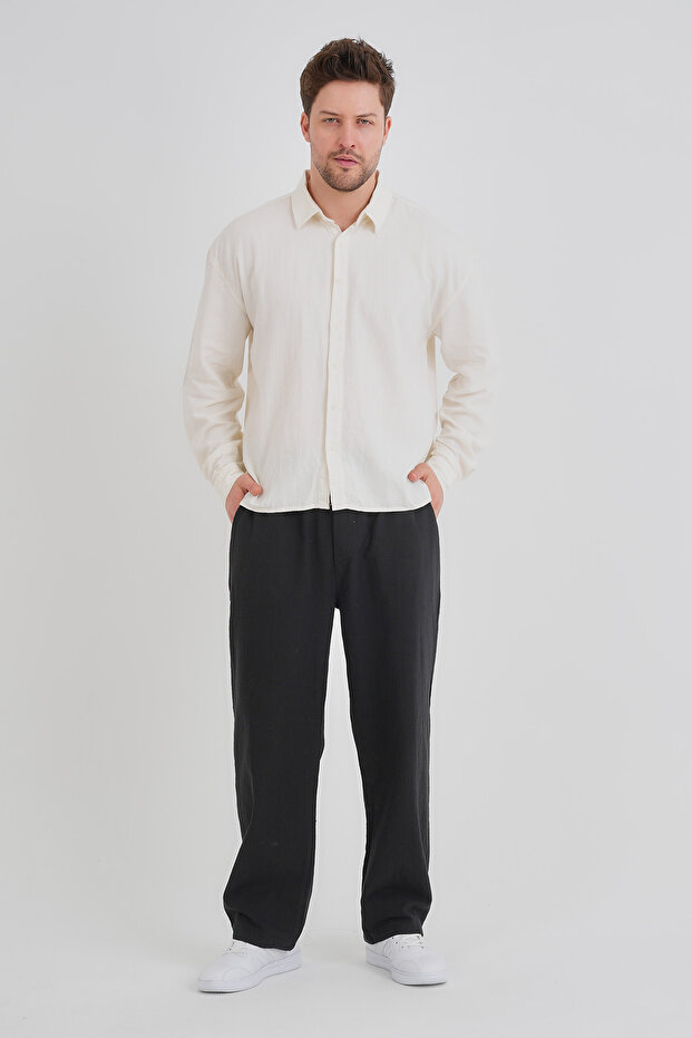 Bond Keten Oversize Rahat Kalıp Premium Kumaş Basic Gömlek - 2