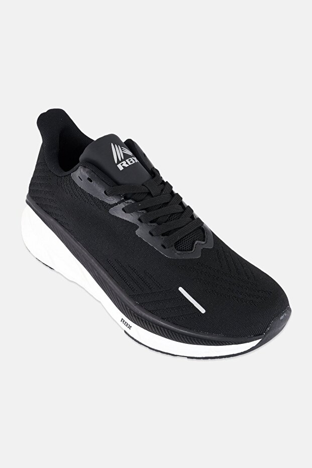 Men Brand Logo Lace Up Running Shoes, Black