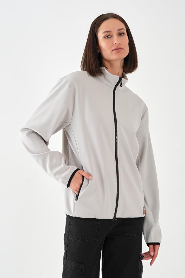 Stand Collar Pocket Zippered Sports Cardigan
