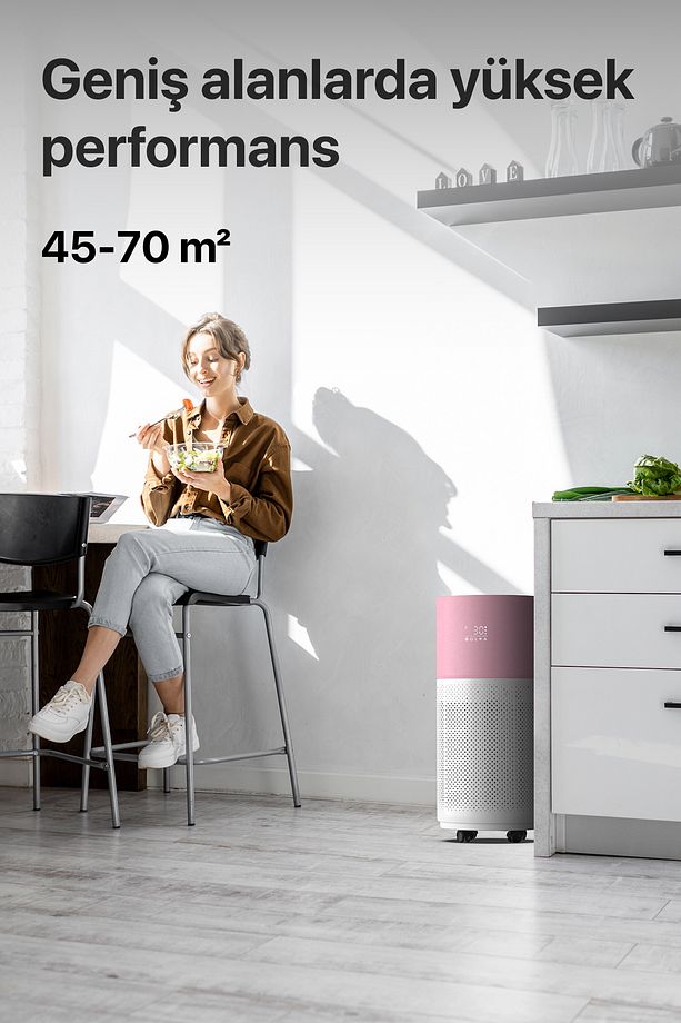 Akıllı Hava Temizleyici 70 M2 Wi-fi Mobil App Air Purifier Cadr 550m³ Karbon Hepa Filtre X7420 Pembe - 4