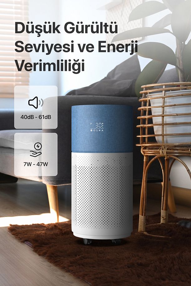 Akıllı Hava Temizleyici 70 M2 Wi-fi Mobil App Air Purifier Cadr 550m³ Karbon Hepa Filtre X7420 Mavi - 6