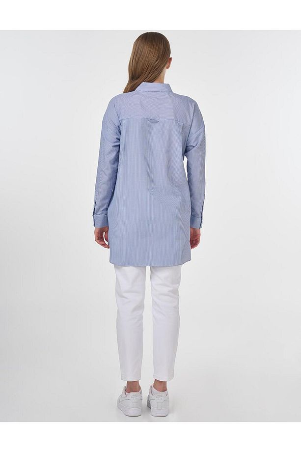 Tek Cepli Basic Tunik Mavi - 5