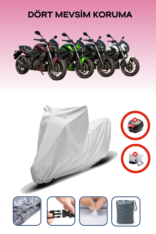 Gray Compatible with Bajaj Dominar Models Motorcycle Tarpaulin Engine Cover Rear Bag and Lock Non Compatible
