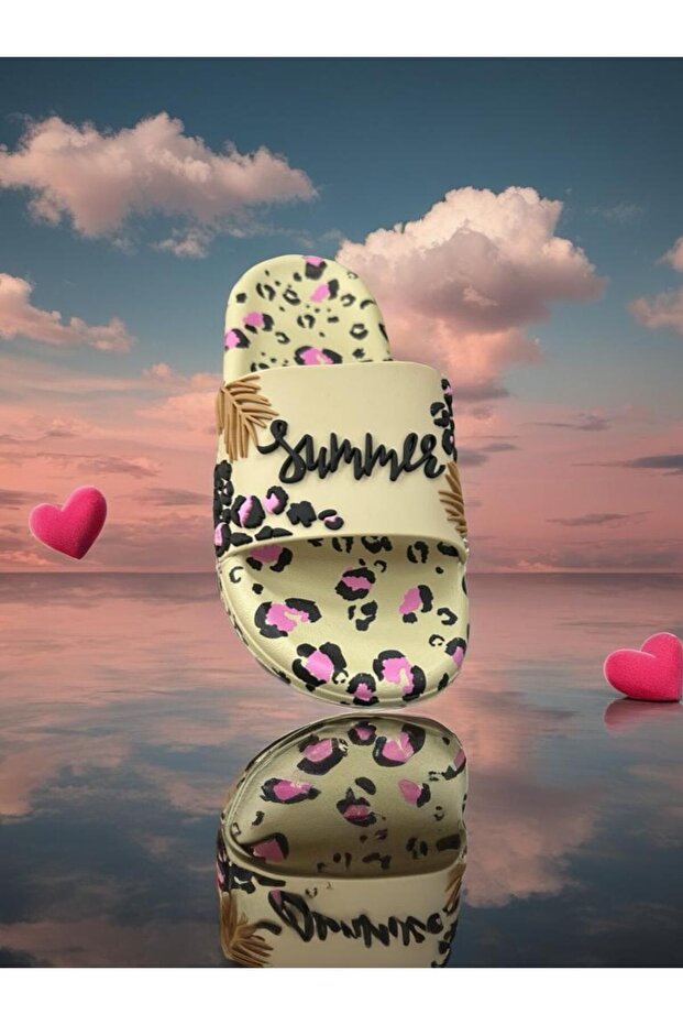 شبشب صيفي منقوش باللون البيج غير قابل للانزلاق - 4