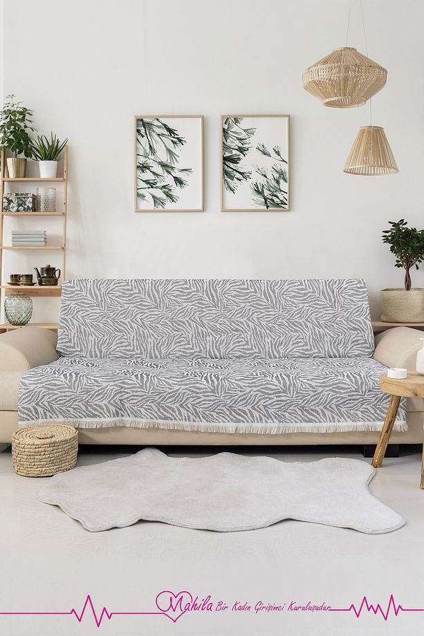Klasik Pamuklu Koltuk Örtüsü | 160x220 cm Zebra Desen Koltuk Örtüsü - 1