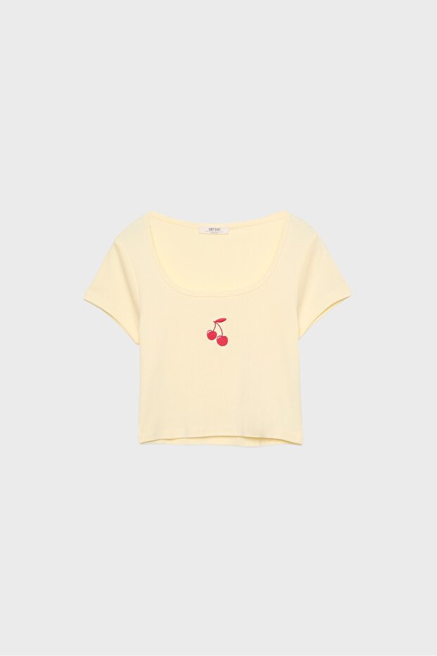 Baskılı crop tişört - 5