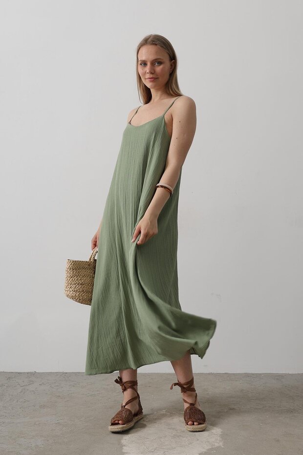 Rochie lungă cu bretele pentru damă - 4